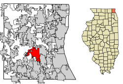 Lake County Illinois Incorporated and Unincorporated areas Mundelein Highlighted